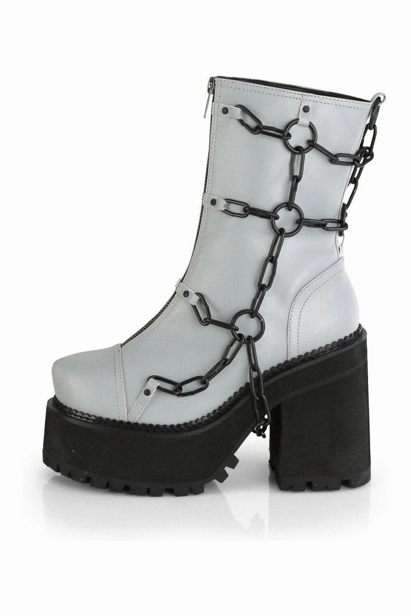 ASSAULT-66 Ankle Boot | Grey Faux Leather