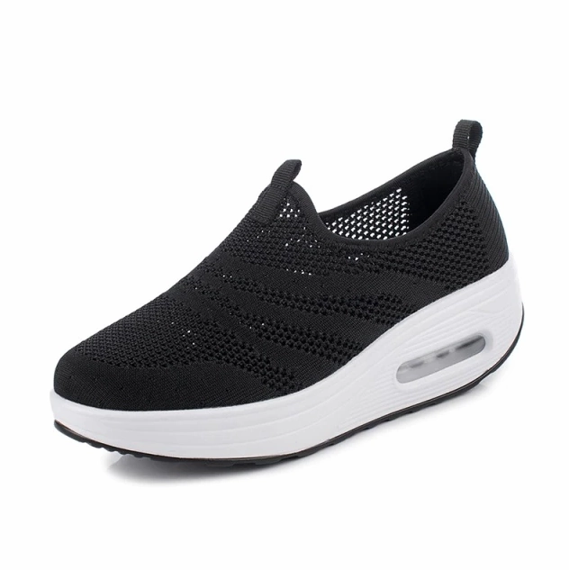 Bennu Women's Platform Walking Black Shoes