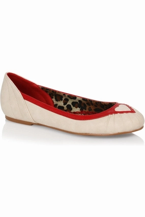 Bettie Page Frances Flat | Bone Faux Leather