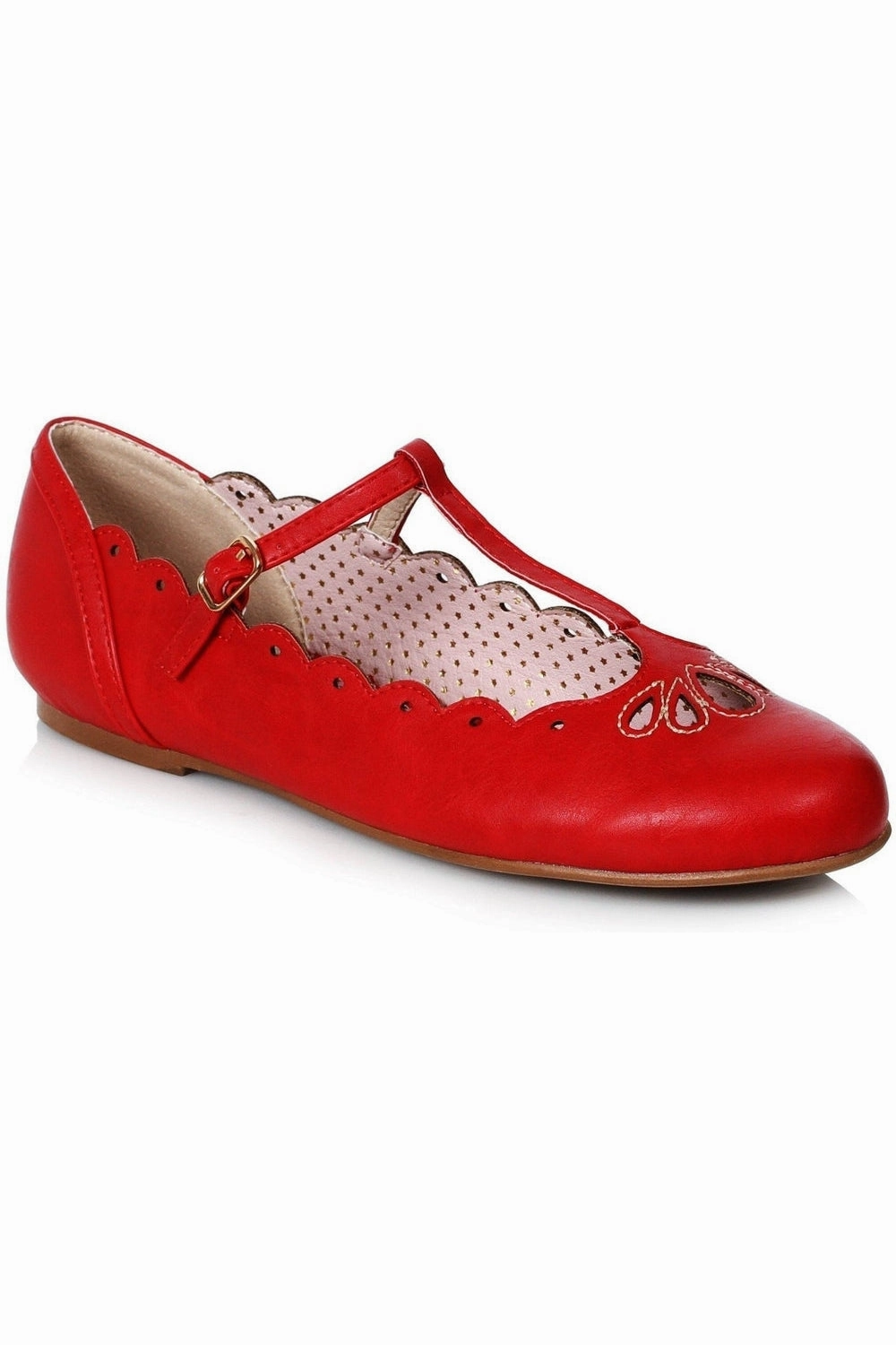 Bettie Page Maila Vintage Flat  | Red Faux Leather