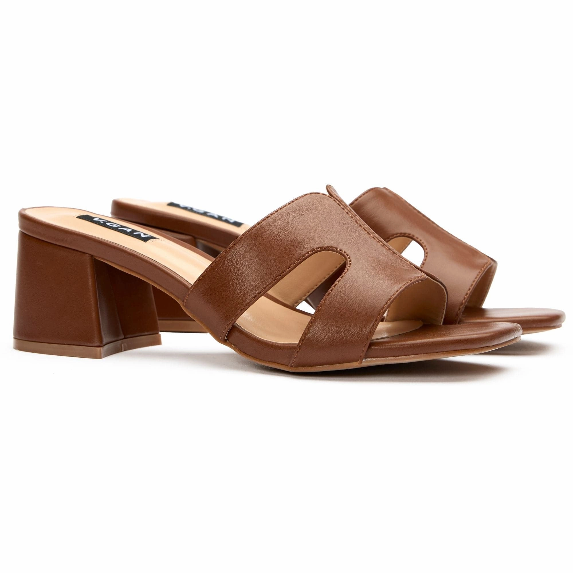 Bok Women's Vegan Leather Mule Heel Sandals | Tan