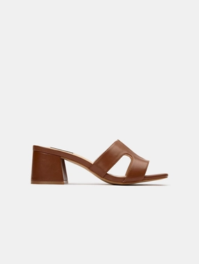 Bok Women's Vegan Leather Mule Heel Sandals | Tan