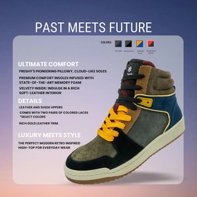 Bounce, High Top Sneakers for Women and Men. Memory Foam Insole, Retro Inspired Basketball Shoes. 80s Fashion Trainers