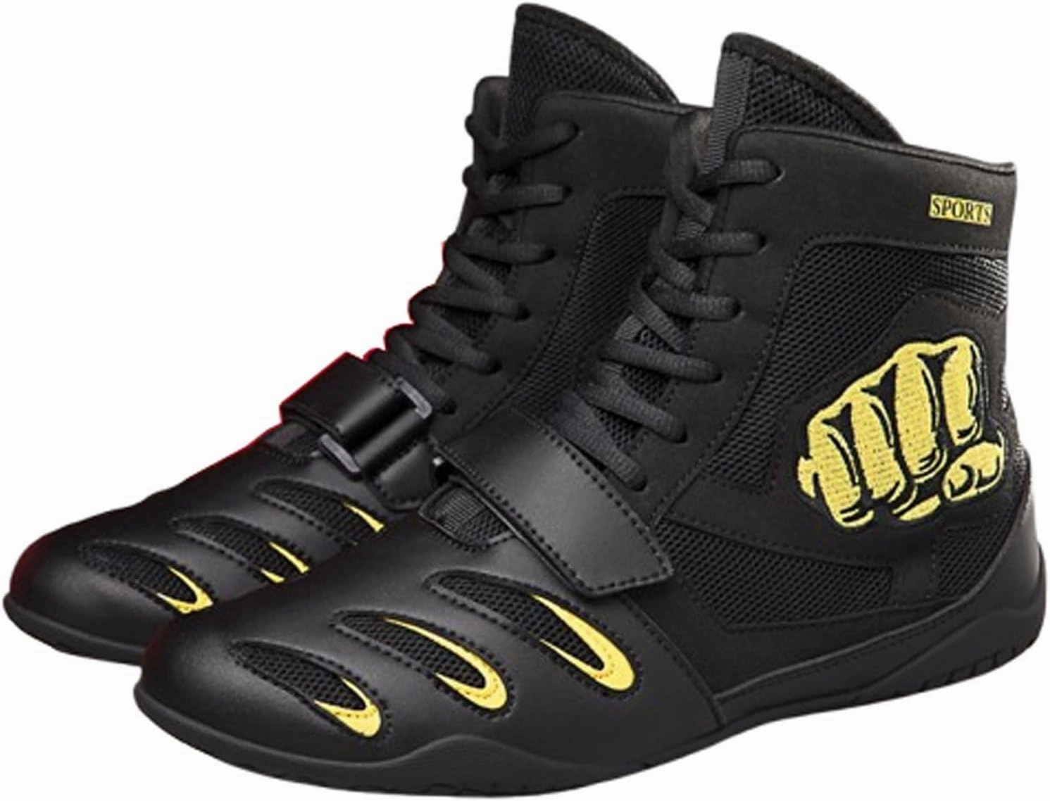 Boxing Shoes, Training Boxing Boots, Boxers Trainers Men Women Wrestling Shoes, Lace Up Breathable Non-Slip,Footwear for Fighting Powerlifting Bodybuilding MMA Muay Thai Martial Arts, 35-46 EU