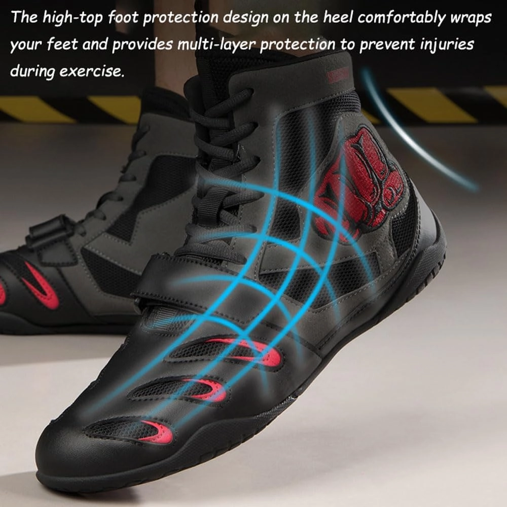 Boxing Shoes, Training Boxing Boots, Boxers Trainers Men Women Wrestling Shoes, Lace Up Breathable Non-Slip,Footwear for Fighting Powerlifting Bodybuilding MMA Muay Thai Martial Arts, 35-46 EU