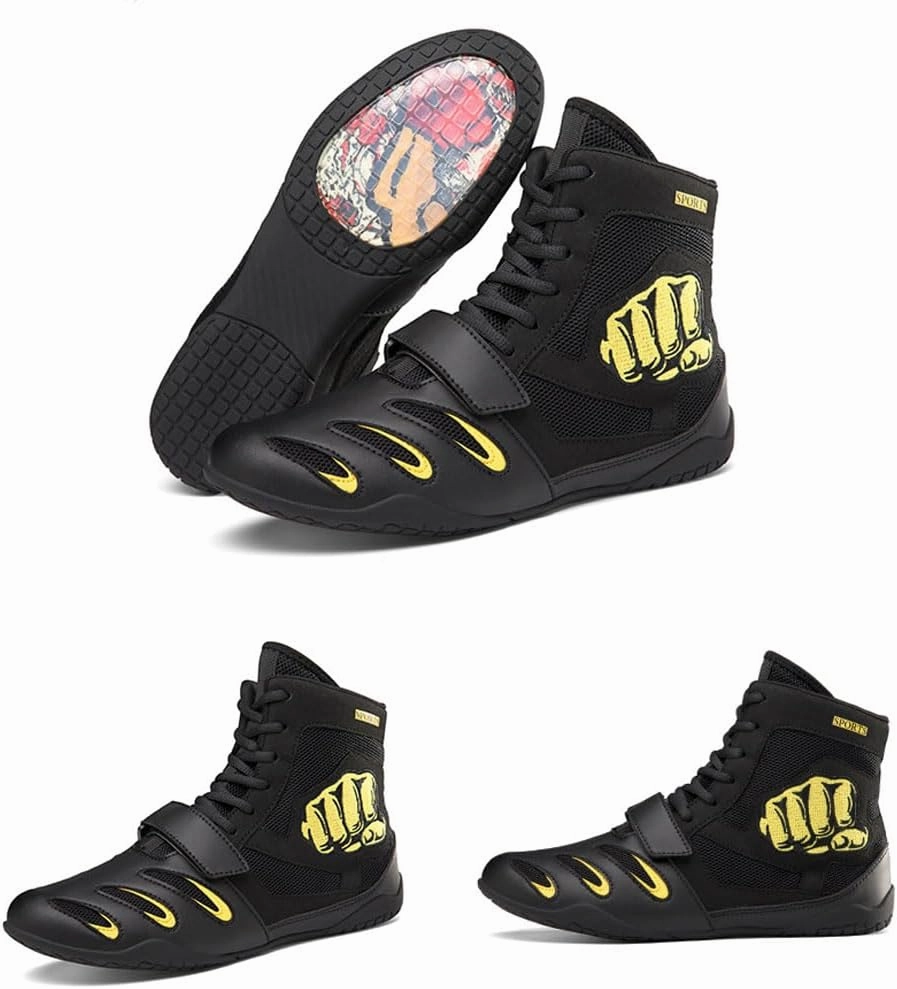 Boxing Shoes, Training Boxing Boots, Boxers Trainers Men Women Wrestling Shoes, Lace Up Breathable Non-Slip,Footwear for Fighting Powerlifting Bodybuilding MMA Muay Thai Martial Arts, 35-46 EU