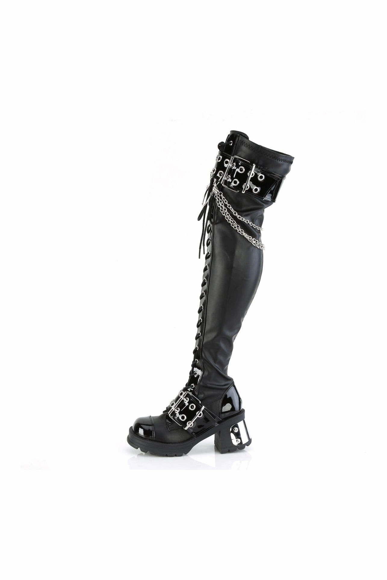 BRATTY-304 Black Vegan Leather Thigh Boot
