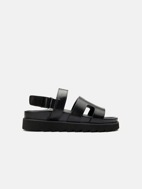 Brazil Women's Vegan Leather Ankle Strap Sandals | Black