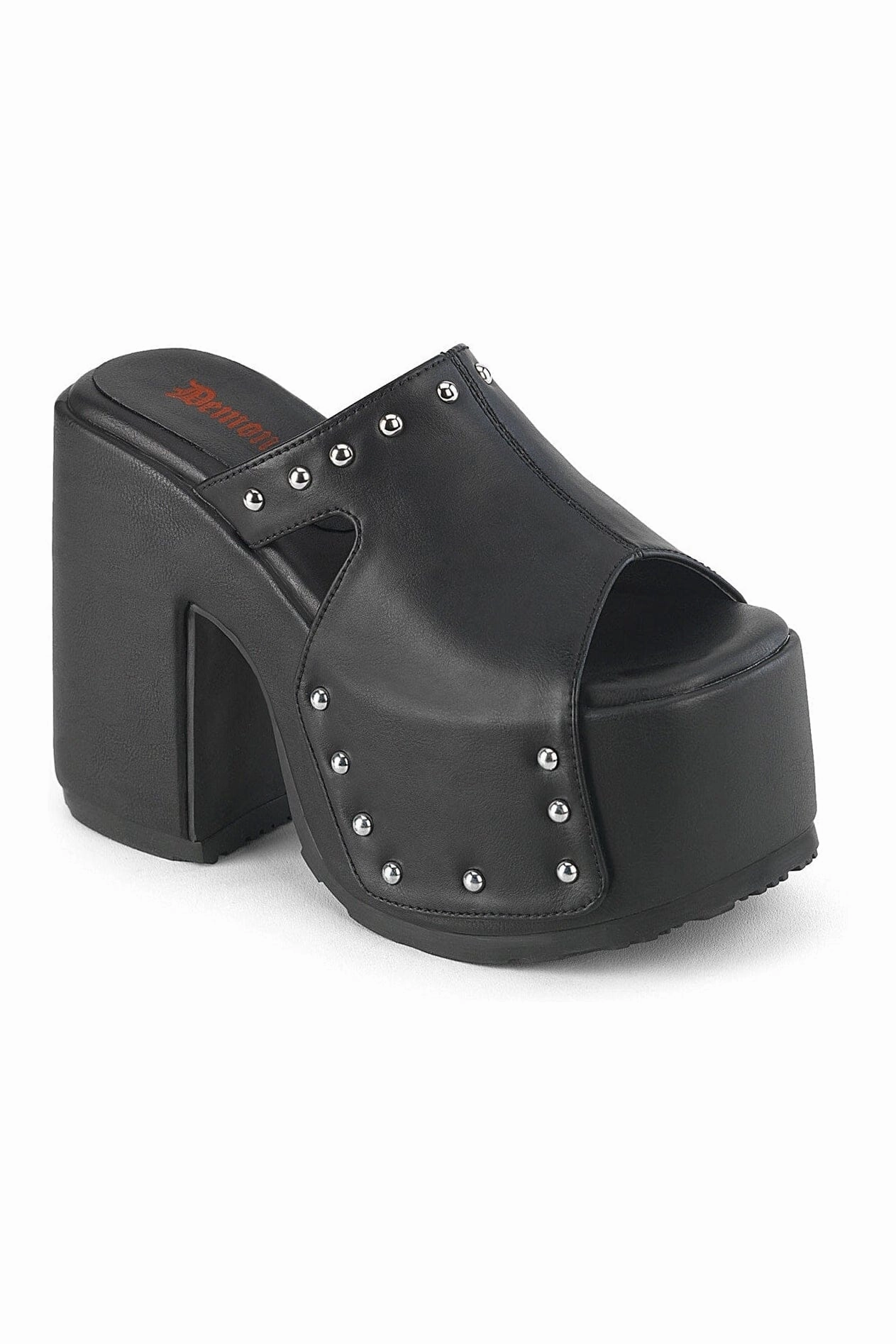 CAMEL-109 Black Vegan Leather Slides