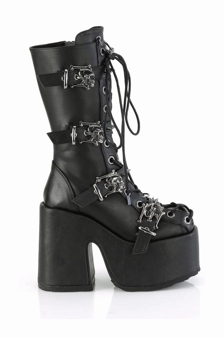 CAMEL-115 Black Vegan Leather Knee Boot