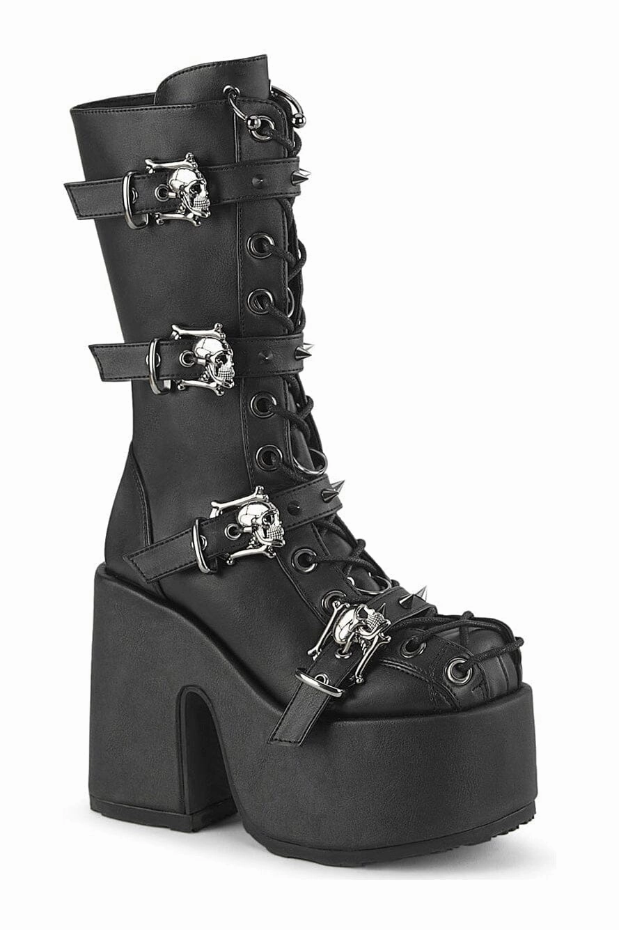 CAMEL-115 Black Vegan Leather Knee Boot
