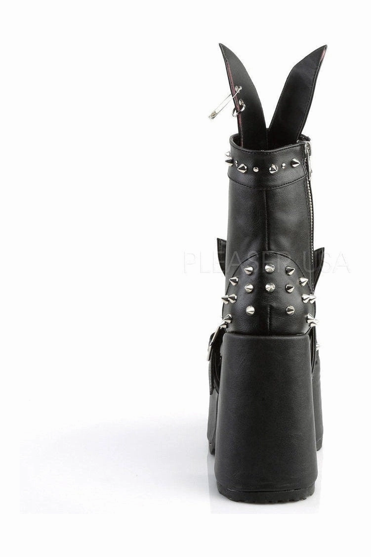 CAMEL-202 Demonia Ankle Boot | Black Faux Leather