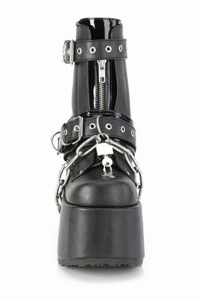 CAMEL-205 Ankle Boot | Black Faux Leather