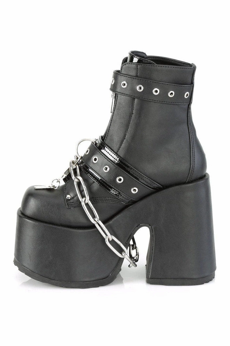 CAMEL-205 Ankle Boot | Black Faux Leather
