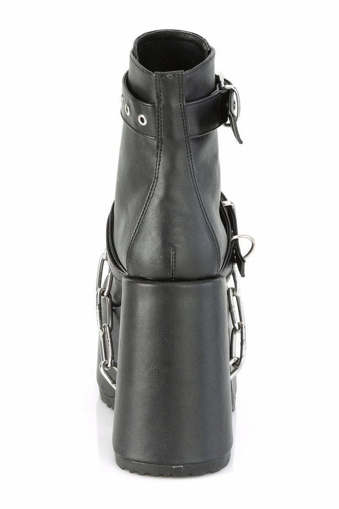 CAMEL-205 Ankle Boot | Black Faux Leather