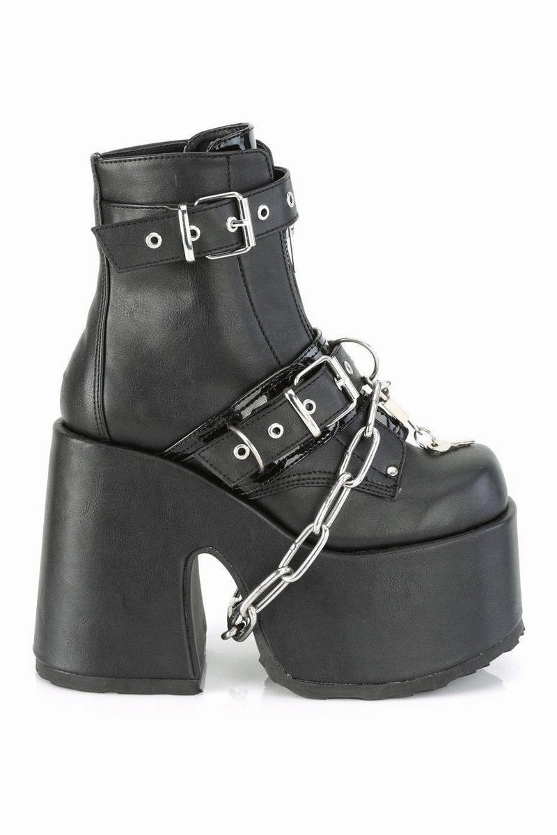 CAMEL-205 Ankle Boot | Black Faux Leather