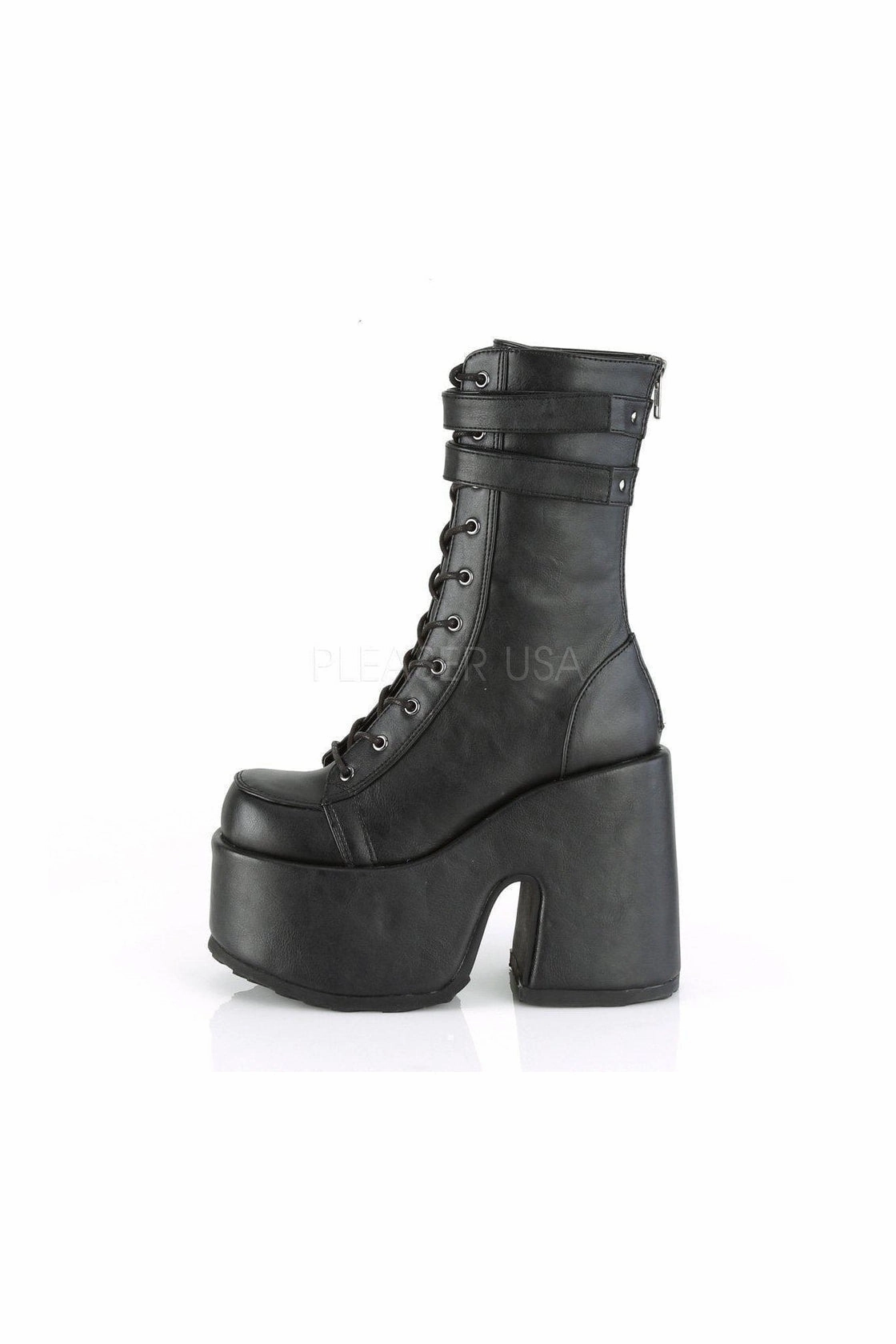 CAMEL-250 Demonia Ankle Boot | Black Faux Leather