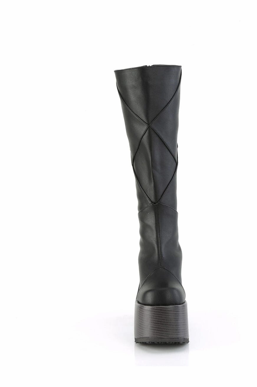 CAMEL-280 Black Vegan Leather Knee Boot