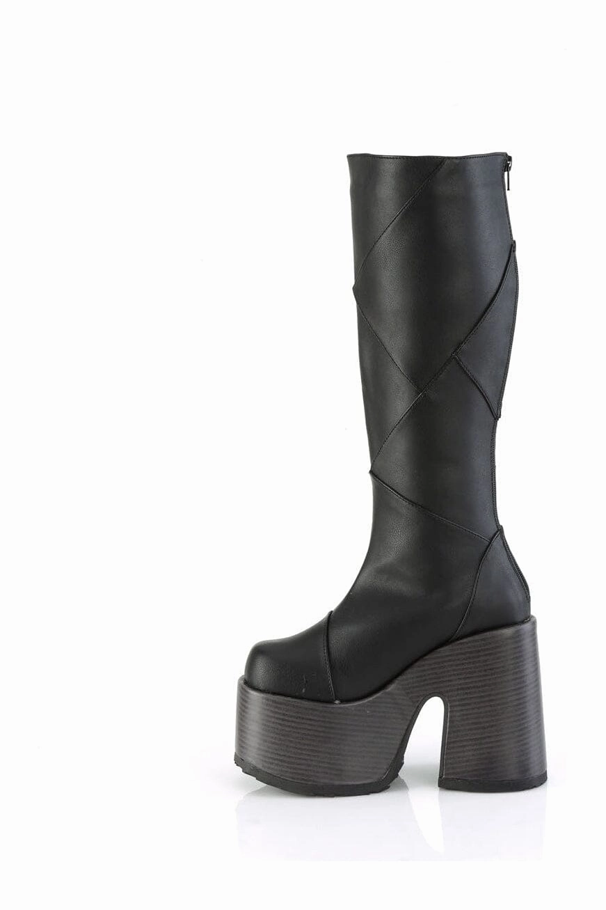 CAMEL-280 Black Vegan Leather Knee Boot