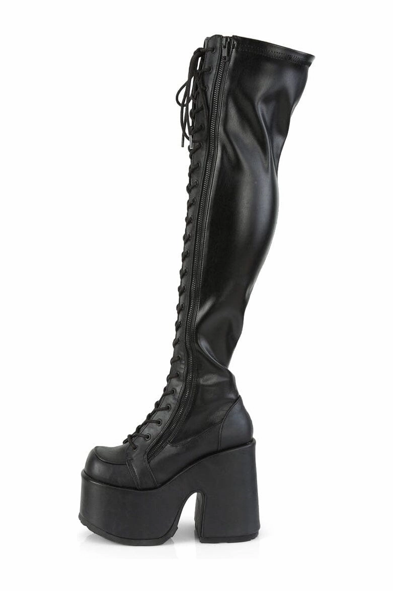 CAMEL-300 Black Vegan Leather Thigh Boot