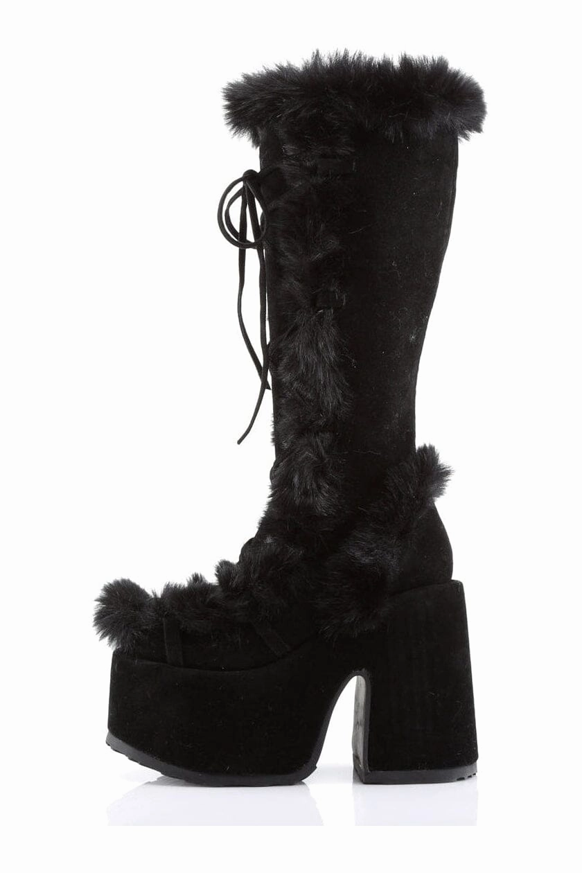 CAMEL-311 Black Vegan Leather Knee Boot