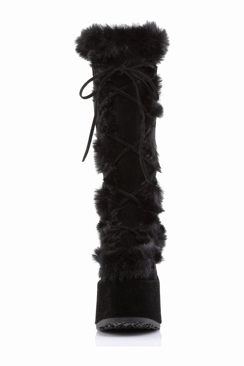 CAMEL-311 Black Vegan Leather Knee Boot