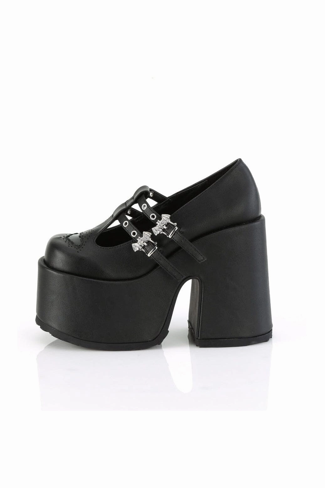 CAMEL-55 Black Vegan Leather Mary Janes
