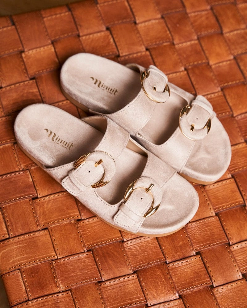 Camellia Vegan Suede Sandals | Almond