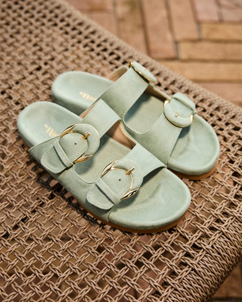 Camellia Vegan Suede Sandals | Sage
