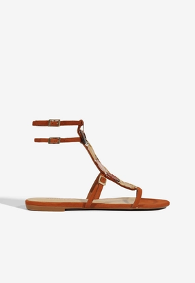 Cassandra Brown Suede Flat Sandal