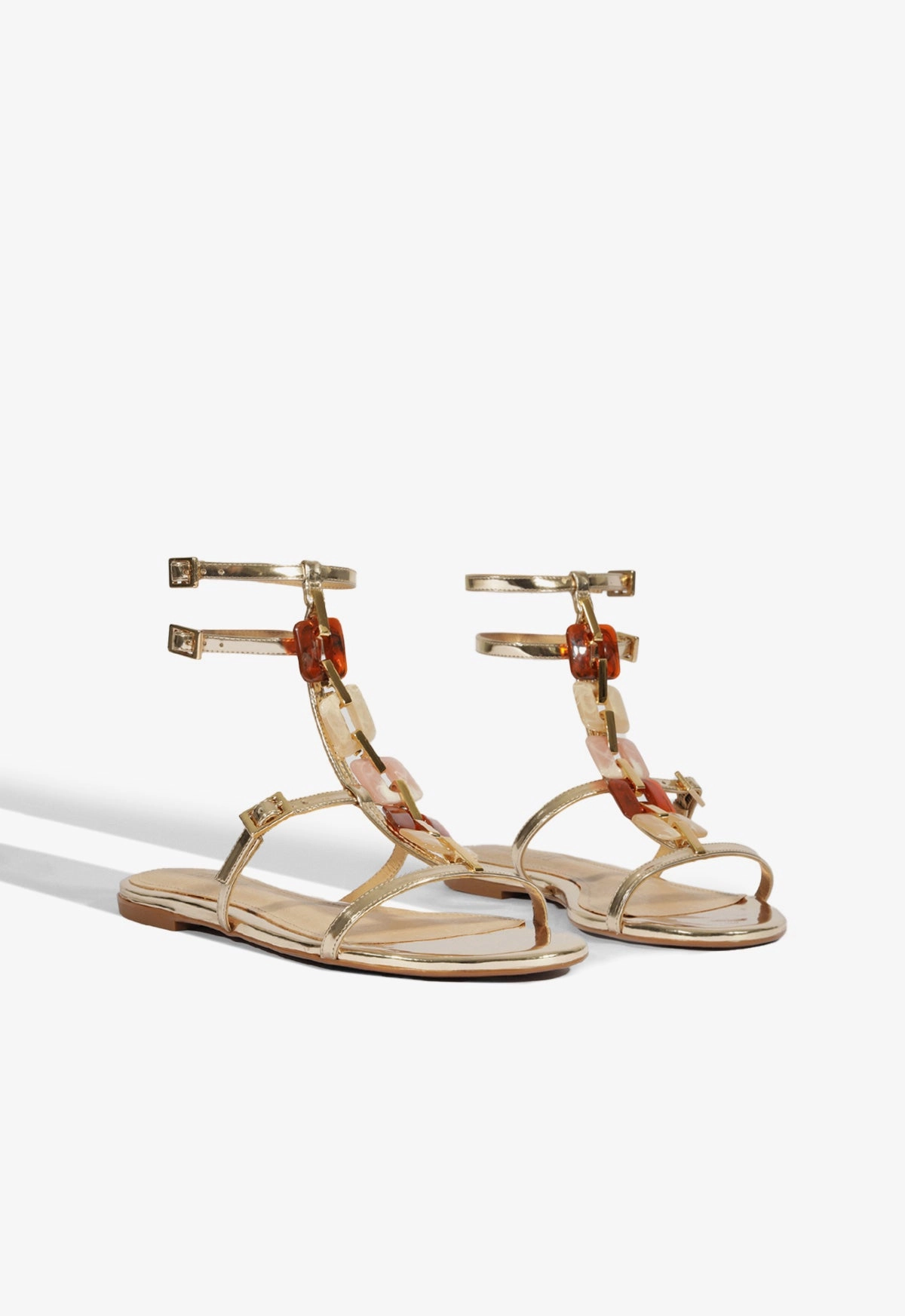 Cassandra Gold Leather Flat Sandal