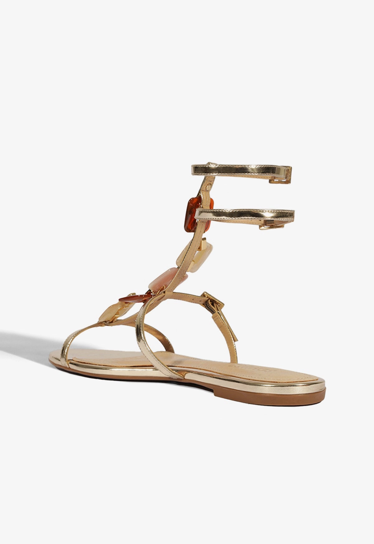 Cassandra Gold Leather Flat Sandal
