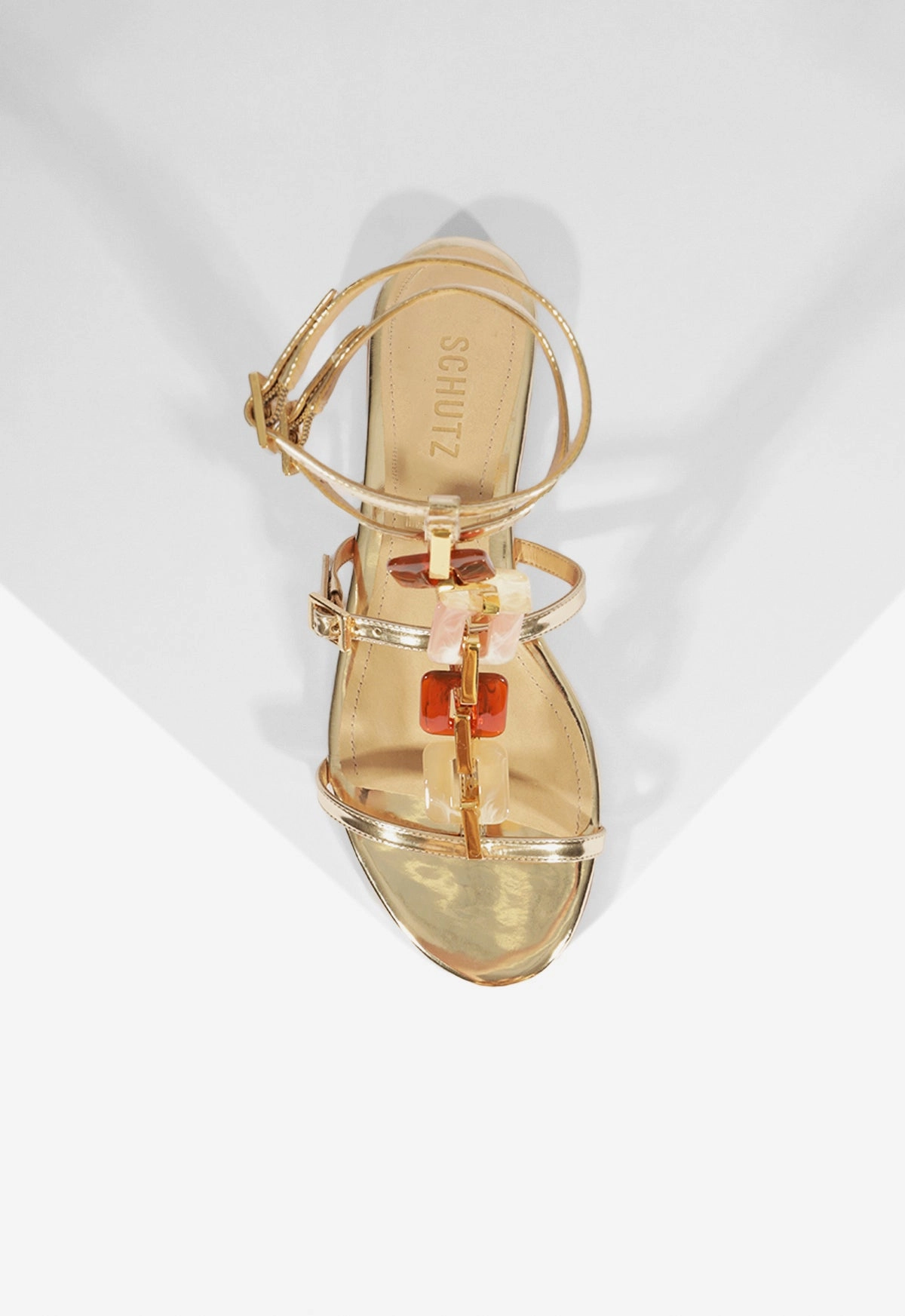 Cassandra Gold Leather Flat Sandal