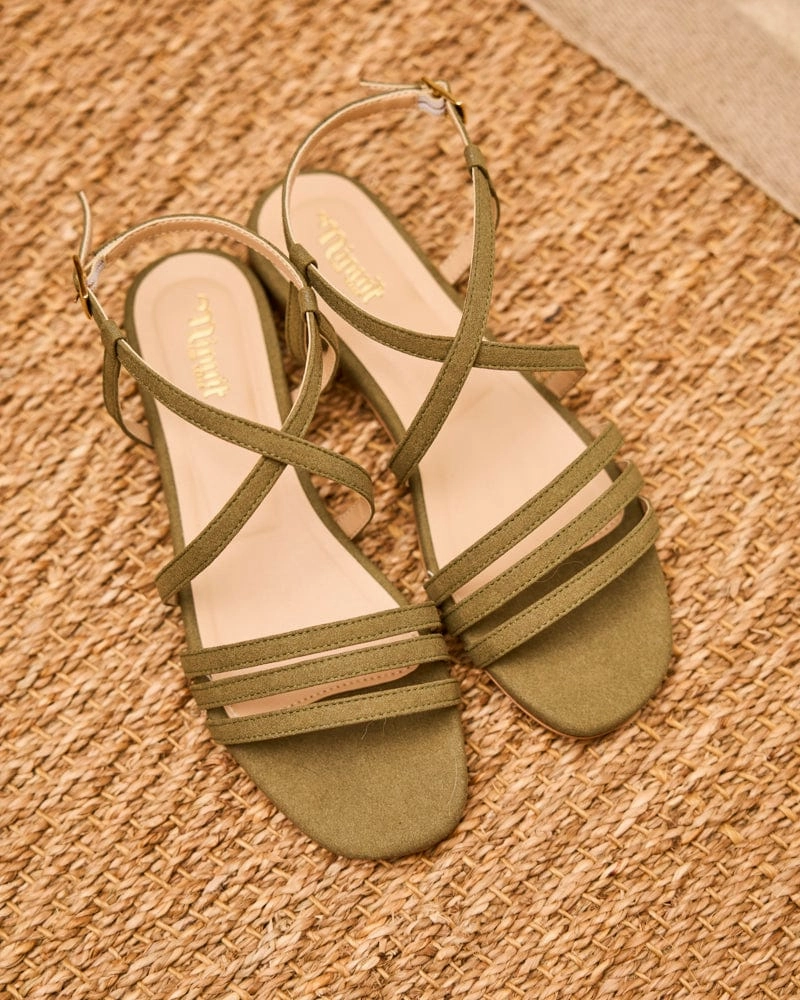 Cave Vegan Suede Strappy Sandals | Sage