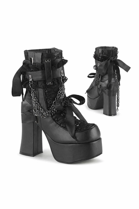 CHARADE-110 Demonia Ankle Boot | Black Faux Leather