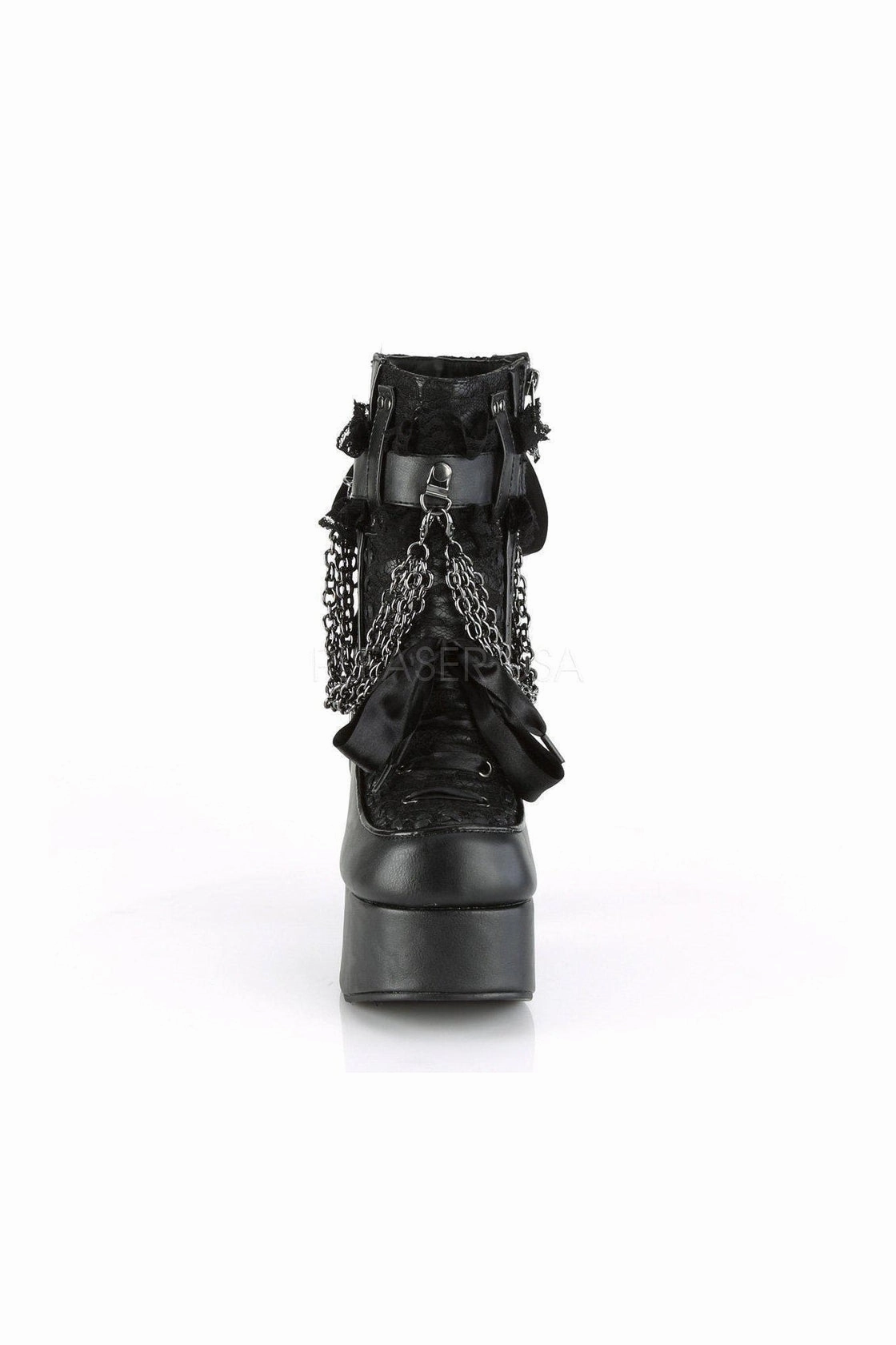 CHARADE-110 Demonia Ankle Boot | Black Faux Leather