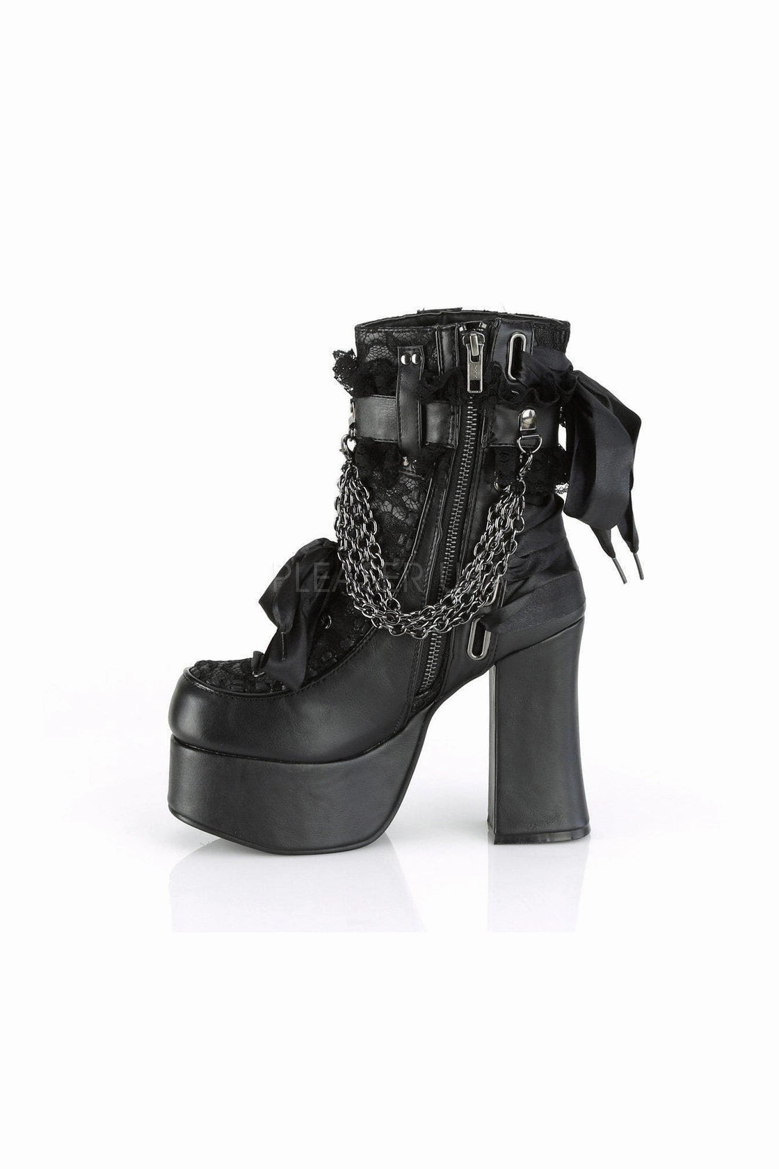 CHARADE-110 Demonia Ankle Boot | Black Faux Leather