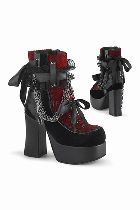 CHARADE-110 Demonia Ankle Boots | Black Faux Leather