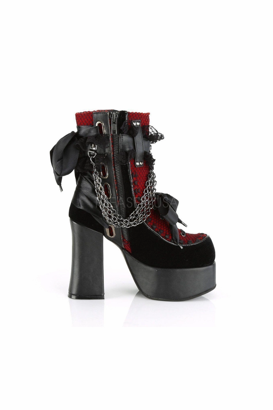 CHARADE-110 Demonia Ankle Boots | Black Faux Leather