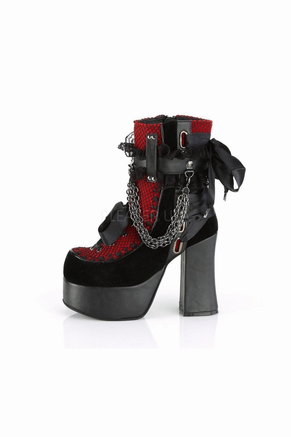 CHARADE-110 Demonia Ankle Boots | Black Faux Leather