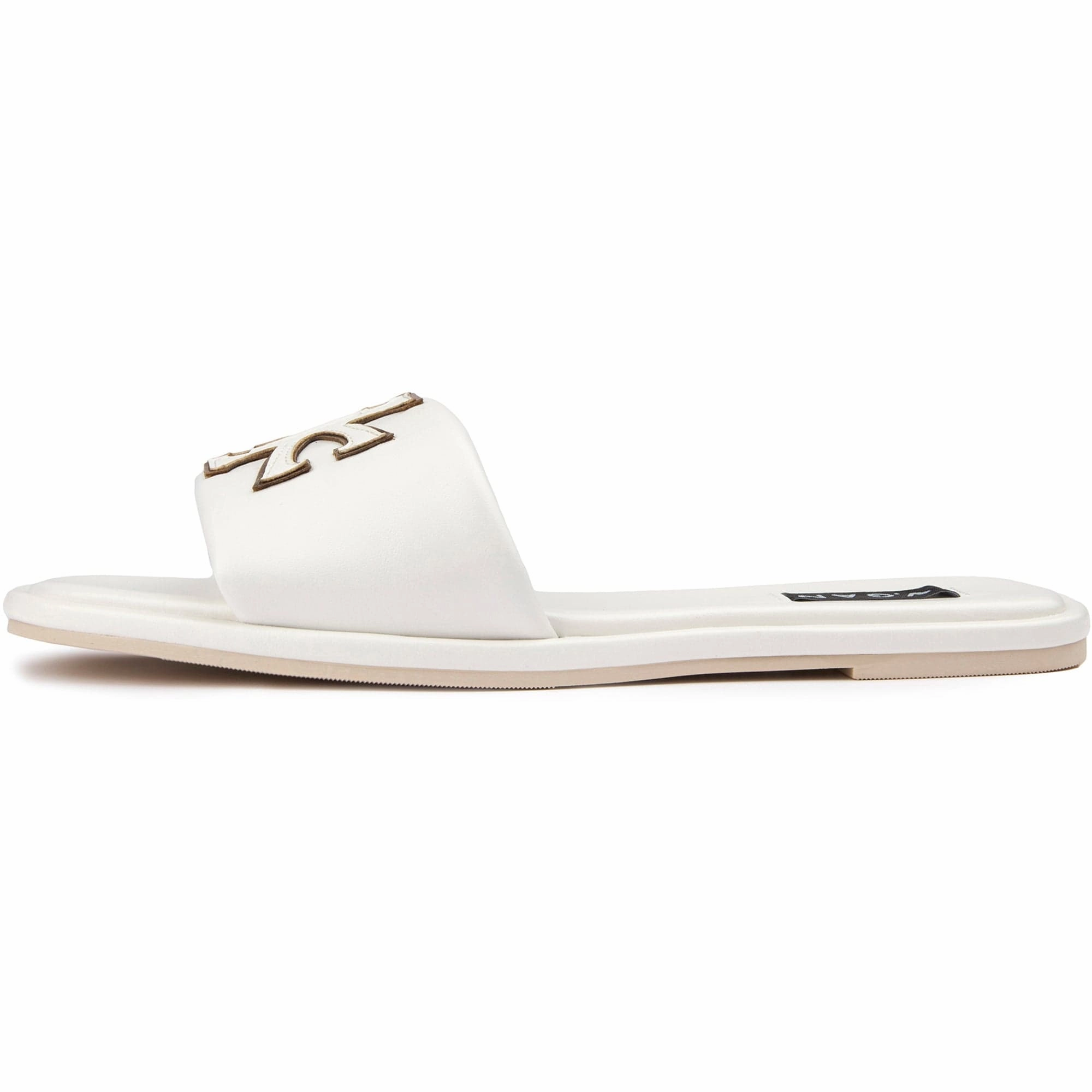 Choy Women's Vegan Leather Logo Slider Sandals | White