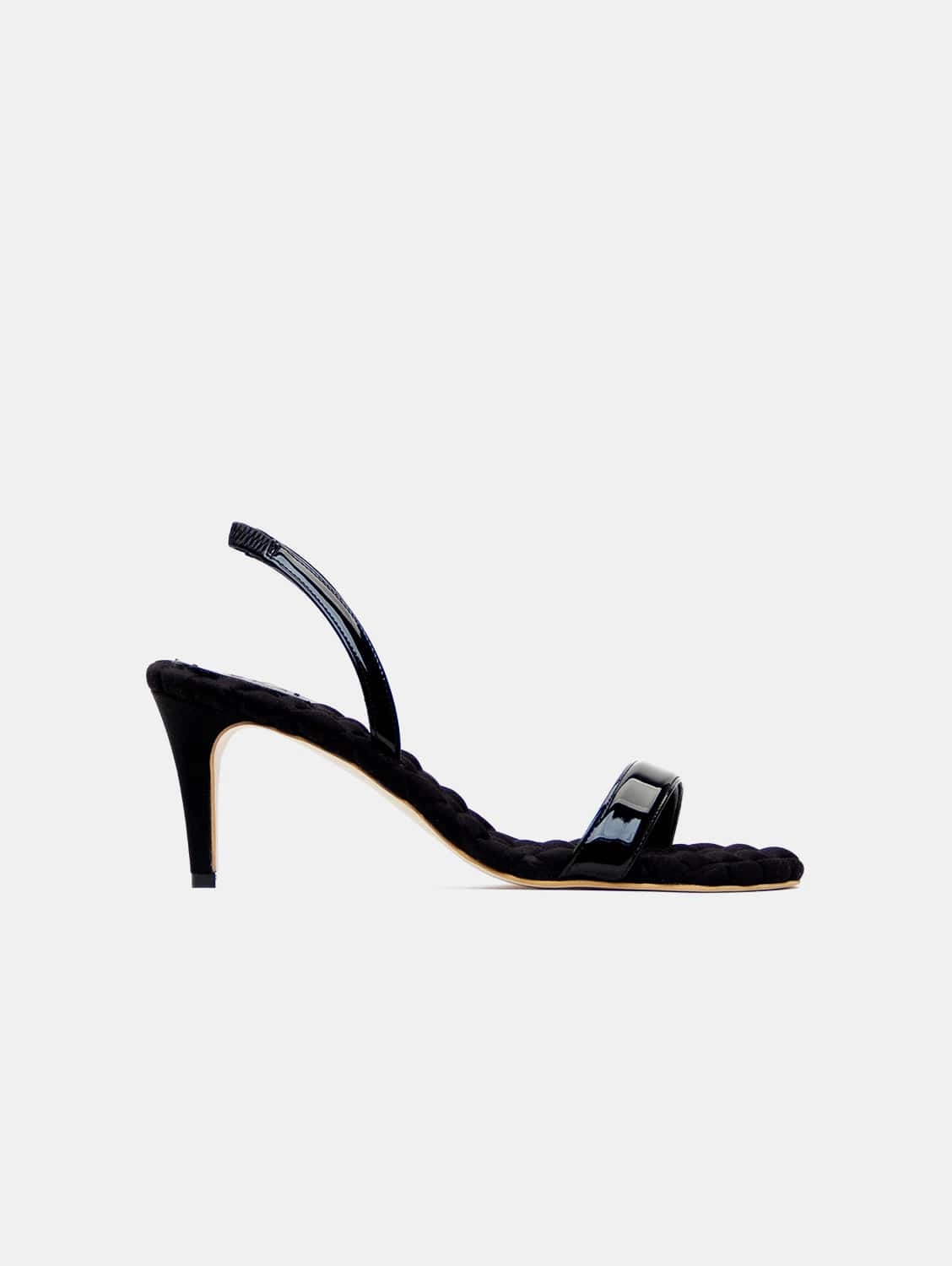 Claudia Vegan Patent Leather High-Heeled Slingback Sandals | Black