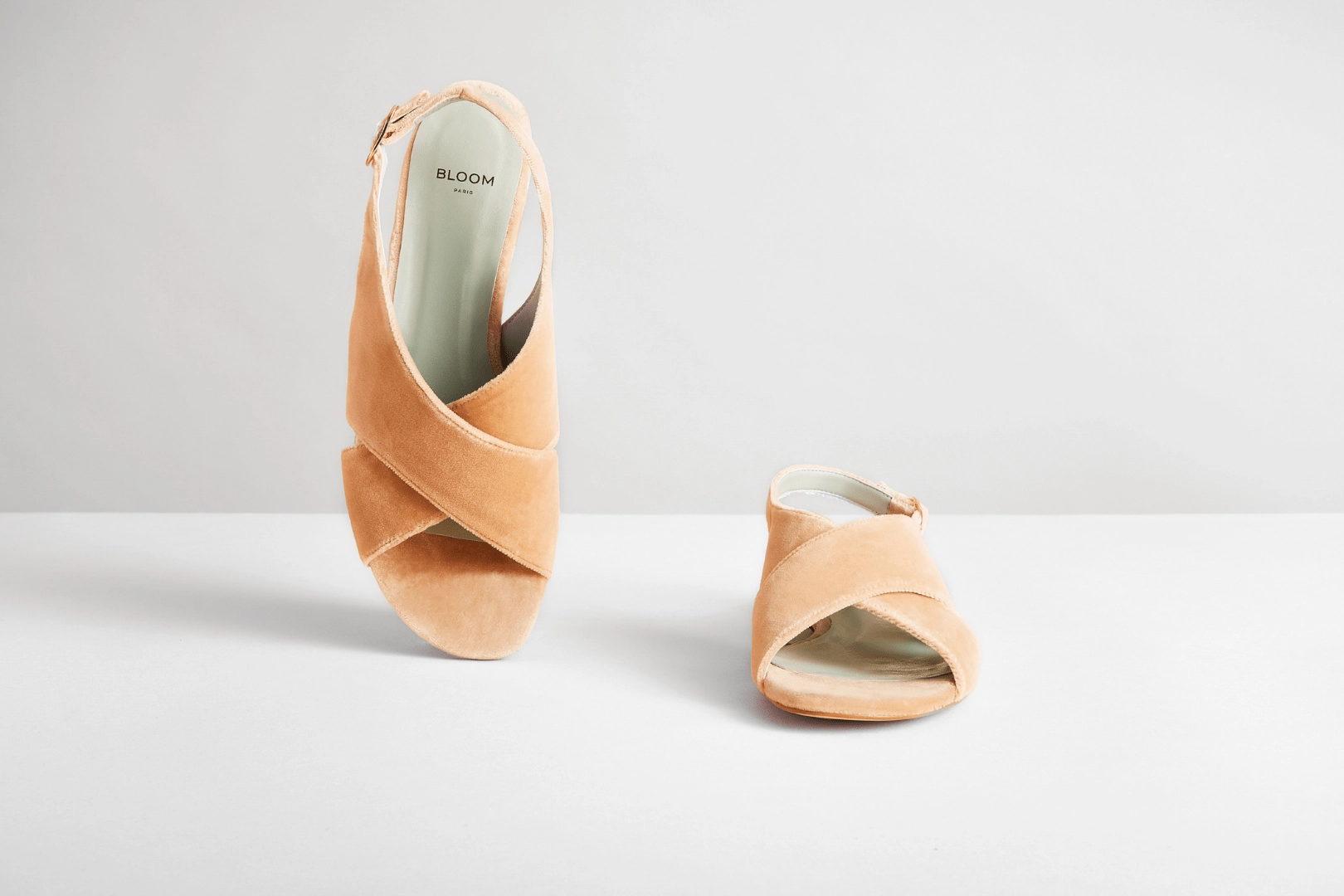 Cotton Velvet Vegan Crossover Slingback Sandals | Blush Pink