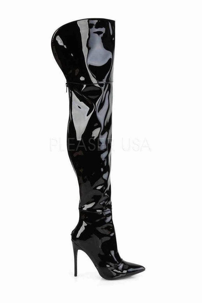 COURTLY-3012 Thigh Boot | Black Patent