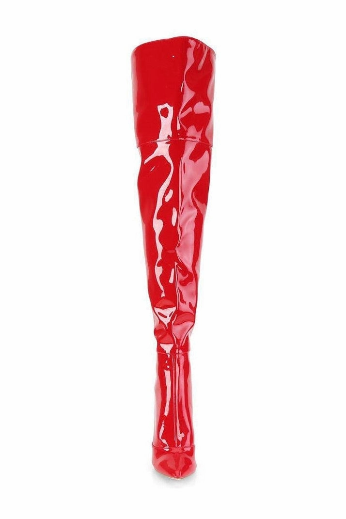 COURTLY-3012 Thigh Boot | Red  Patent