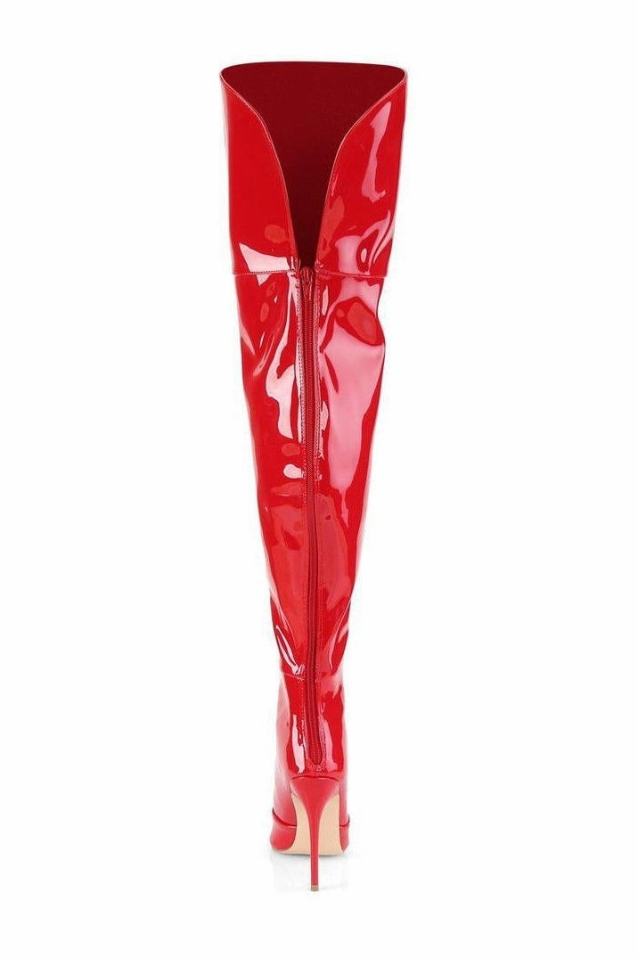 COURTLY-3012 Thigh Boot | Red  Patent
