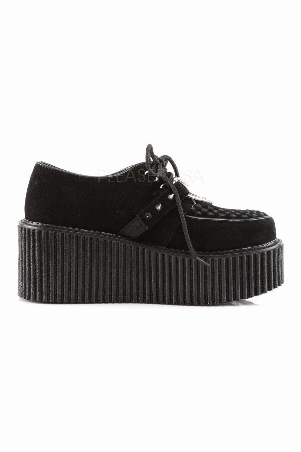 CREEPER-206 Demonia Shoe | Black Fabric