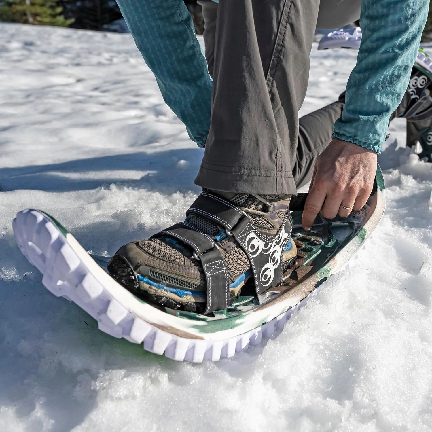 Crescent Moon EVA Unisex Ultralight EVA Foam Snowshoes for Men & Women Adults, for Hiking and Running, with Dual Density Rocker Cloud Deck and Ice Spikes