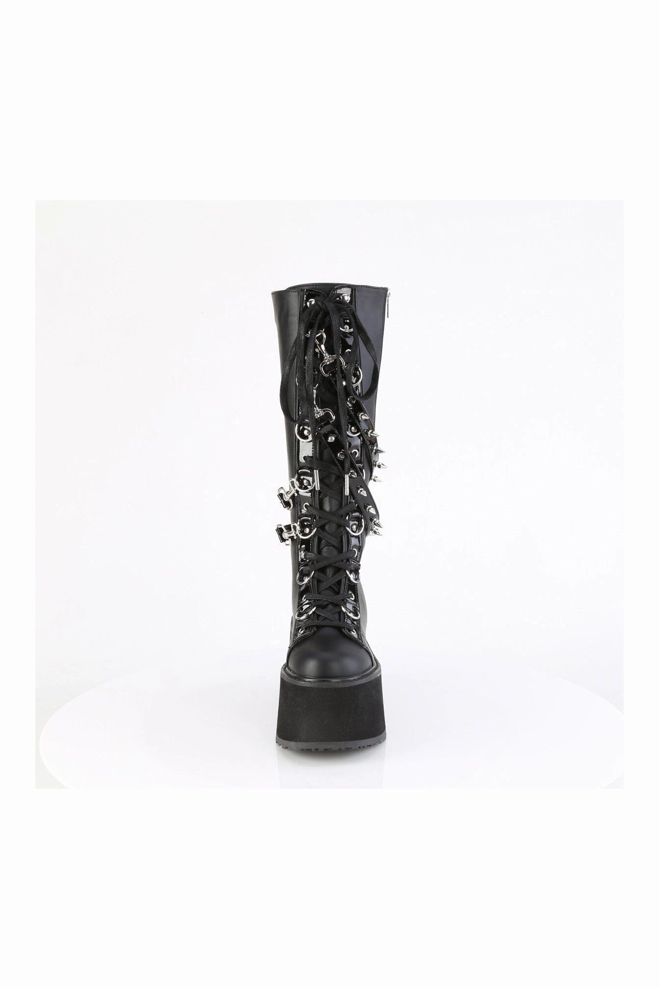 DAMNED-220 Black Vegan Leather Knee Boot