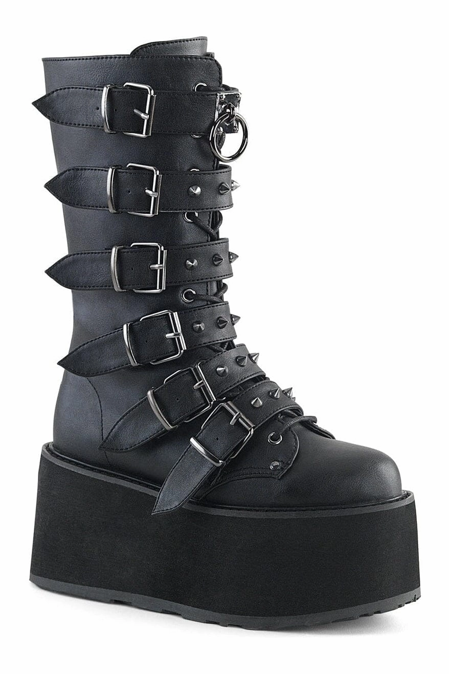 DAMNED-225 Black Vegan Leather Knee boot